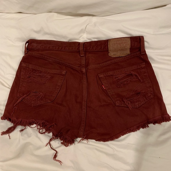 Vintage Maroon Levi’s Denim Cutoffs - Picture 3 of 4